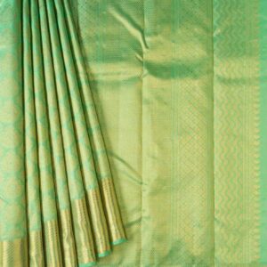 Green Kanchipuram Silk Saree - Image 3