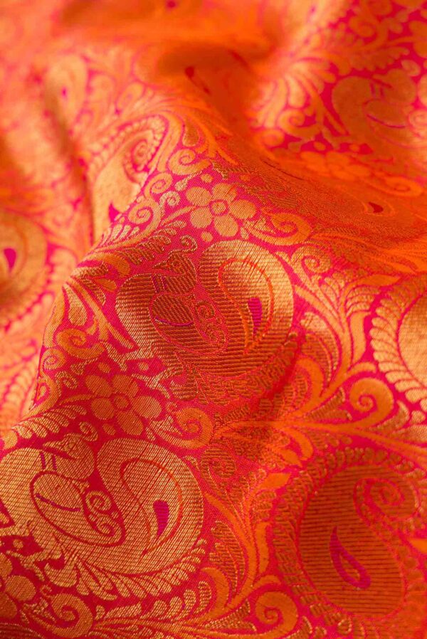 Pure Silk Pure Zari Orange Kanchipuram Saree(3)