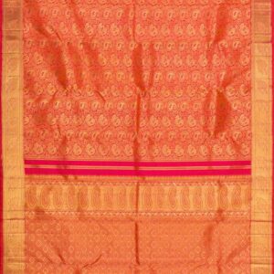 Pure Silk Pure Zari Orange Kanchipuram Saree
