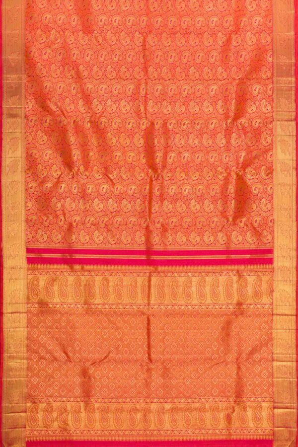 Pure Silk Pure Zari Orange Kanchipuram Saree