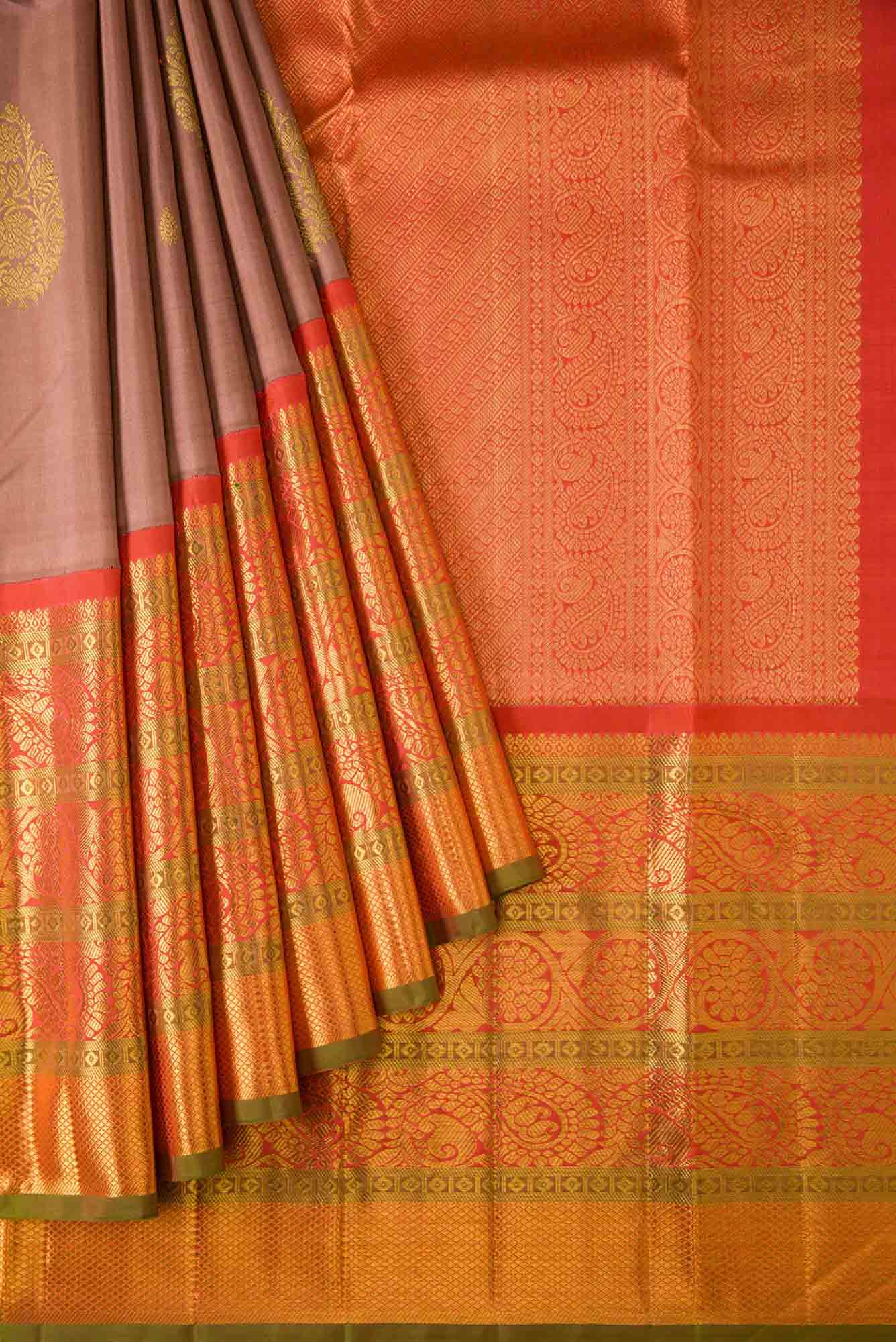 Brown Kanchipuram Silk Saree