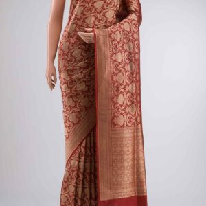 Maroon Banarasi Silk Saree - Image 2